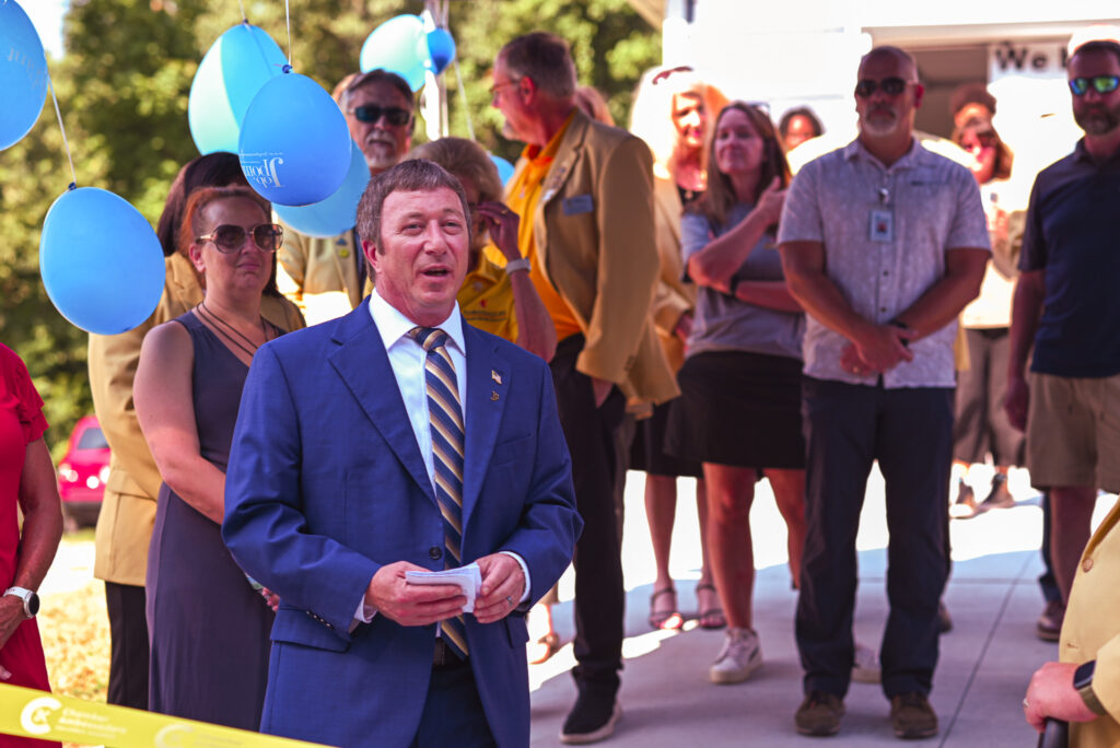 John Scalise, Job Point's President and CEO, speaks to the crowd gathered in August.